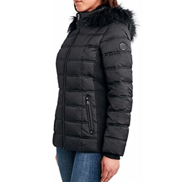 Faux Fur Trim Hooded Water Resistant Puffer Jacket | Nautica - Picture 3 of 4